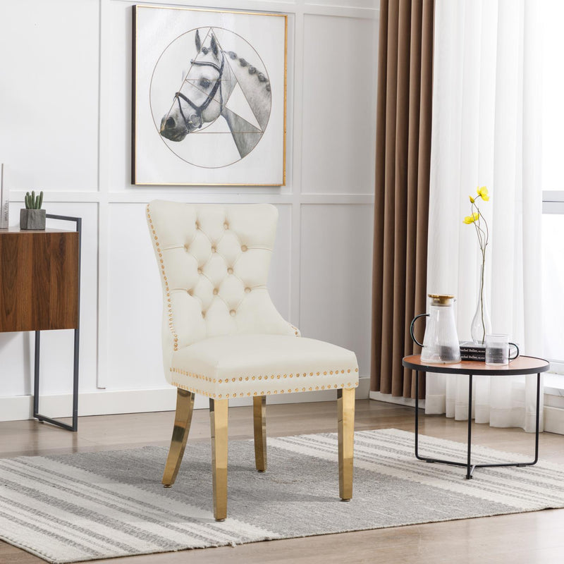 CK210 - White Velvet Chair W/ Gold Steel Legs